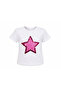 Girls' Sequin Star Printed White T-Shirt Short Sleeve 3-14 Years