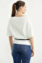Low Sleeve Knitwear T-Shirt with Belt Accessory - Ecru - 5