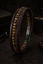 Men's Tiger Eye Stone Leather Bracelet Multi-Layered Brown Weave Design Stylish Bracelet with Steel Clip
