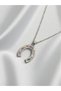 Women's Silver Color Steel Nal Necklace with Colorful Stones, Minimal Chic Daily Necklace - 3