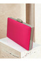 Fuchsia Color Silver Detail Satin Evening Dress Bag Evening Bag Engagement Wedding Bag Handbag - 2