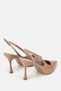 Women's Nude Pointed Toe Patent Leather Open Back Stiletto Heel U Shoes - 3