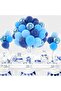 Blue Balloons Set, 50 pcs 12 inch Metallic Navy Blue, Pastel Light Blue Latex Balloons Kit for Happy - 5