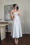 Square Neck Polka Dot Princess Model Long Maxi Dress Engagement Graduation Evening Dress Special Occasion