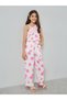 Girls Floral Printed Asymmetric Neck Top and Pants Set