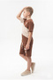 Boy's 2-Piece Shorts Set, Crew Neck Short Sleeve T-Shirt with Garni Detail, Tie-Up Bottoms - 2