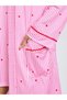 Striped Slip Dress and Robe Set with Heart Print Detail - 4