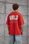 Men's T-Shirt Sea Print Washable Red Oversize Printed Crew Neck Cotton