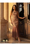 Brown Floral Jacquard Cowl Neck Maxi Dress - 6