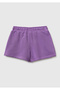Girl's Purple Logo Embroidered Drawstring Waist Shorts - 2