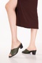 Women's Genuine Leather Heeled Slippers Vdt.355 Khaki - 4