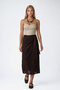 Brown Wrap Cut Lined Linen Skirt with Embroidery Detail Alc-X15510 - 3