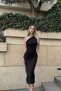 One-Shoulder Draped Detail Slit Long Dress - 2