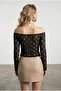 Transparent Lace Blouse with Gold Detail - 2