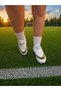 Smart Laces Automatic Boys' Football Cleats Astroturf Field Shoes with Threaded High-Top Socks in White Gold Color - 3