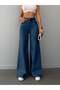 High Waist Blue Denim Wide Leg Women's Jean Pants Comfortable Fit Casual Denim Trousers - 6