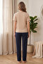 Women's Heart Appliqued Ribbed Pajama Set - 6
