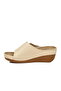 Beige Women's Wedge Heel Slippers - 2