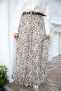 Cream/Brown Elastic Waist Patterned Chiffon Skirt