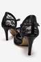 Women's Mesh Thin Heeled Shoes Black Skin - 4