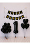 Happy Birthday Black Gold Balloon Set -1-