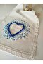 100% Handmade Embroidered Vintage Laced Natural Linen Fabric Heart Themed 30X90 cm Runner - 3