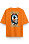Women's / Men's Semi Oversize T-Shirt Duck Back Printed Orange T-Shirt 1393