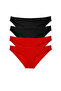 4 Pieces Super Eco Set Lycra Women's Slip Panties Black Red