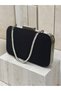 Black Z.A.R.A. Satin Crystal Stone Embroidered Chain Women's Evening Dress Bag Wedding Engagement Graduation - 9