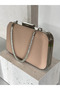 Beige Color Z.A.R.A. Satin Crystal Stone Embroidered Chain Women's Evening Dress Bag Wedding Engagement Graduation - 8