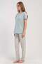 Round Neck Short Sleeve Pajama Set Light Green-512177 - 7