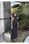 Women's Halter Neck Polka Dot Degaje Collar Drawstring Detailed Midi Length Dress - 6