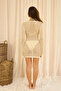 Sanur Wooden Ring Detail Beige Mini Dress - 5