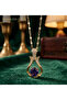 Lilac Stone Saz Model Tarnish-Resistant Steel Necklace with Gold Color Chain