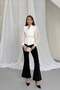 Ecru Double-Breasted Collar Transparent Sleeves Tassel Detailed Blouse - 3