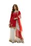 White & Red French Crepe Embroidered Palazzo Set with Organza Dupatta - HRT7561 - 2