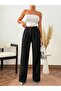 Pleated Black Palazzo Pants - High Waist Fabric - 4