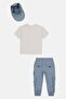 Toddlers Boy 3 Pcs Graphic Print T-Shirt And Jogger Pants With Cap Set, Multicolor - 3