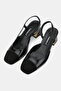 Women's Black Patent Leather Genuine Leather 35-41 Number Medium Heel Back Open Shoes - 2