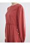 Brown Crew Neck Waist Fitted Dress - 3