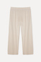 Women's Stone Color Comfort Fit Trousers with Tie Detail - 2