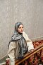 Allure Lily Pattern Shawl - Navy Blue-Smoked - 2