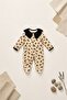 100% Cotton Baby Girl 3-Piece Booties Jumpsuit Set with Leopard Pattern - 4