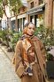 Noa Floral Patterned Shawl - Tan-Brown - 3