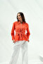 Orange Belted Linen Casual Wear - 3