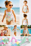 Girls' Patterned Ruffle Swimsuit – Comfortable & Stylish Design for Summer Beach & Pool 3-7 Years - 7