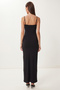 Strappy Gathered Summer Polyamide Dress Lub0332 Black - 4