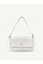 Wrinkled Textured White Shk302 Faux Leather, Single Compartment with Snap Fasteners, Hand, Arm and Shoulder Bag - 8