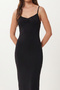 Strappy Gathered Summer Polyamide Dress Lub0332 Black - 3