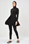 Full Covered Hijab Swimsuit 5 Pieces with Zipper High Neck Flared Top Quick Dry Women's Swimsuit - 2